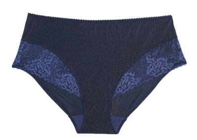 China Dark Blue Most Comfortable Plus Size Panties in L / XL / XXL / XXXL Contrast Lace for sale