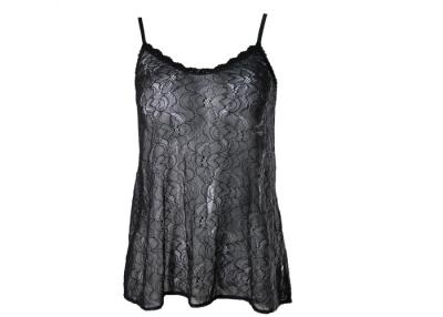 China OEM Grace Floral Lace Women Sleepwear with V Neckline , Black for sale