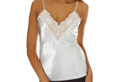 China Princess Pure White Elegant Ladies Slips V neck Camisole with  Lace Trim for sale