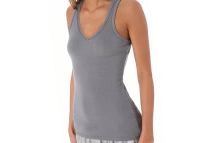 China Leisure Relaxed Style Knitted Tank Top with V Neckline , Grey / White for sale