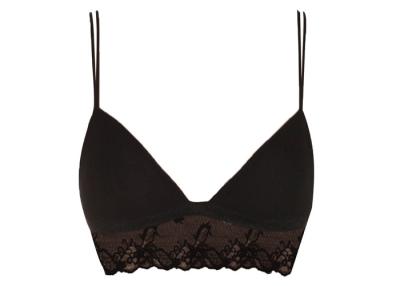 China Pretty Black Lace Padded Wirefree Bras in Nylon / Spandex / Cotton for sale