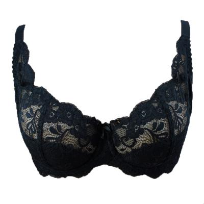 China Stunning Stretch Flower Lace Full Figured Bras High Center Front Modesty Balconnet for sale