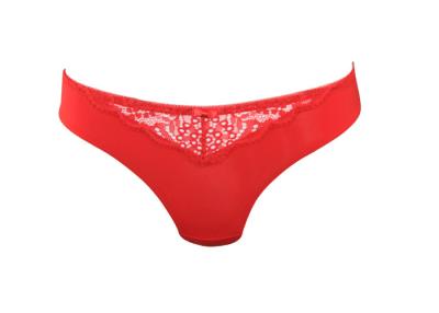 China Comfortable Hot Red Micro Mini Thong Lace Decoration Woman Lingerie T Back Thong for sale