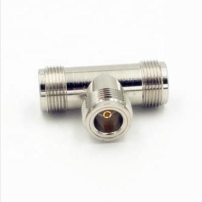 China Microwavve T type 3 way N female to two N female rf adapter wifi antenna connector for sale