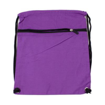 China 100% Eco-friendly Custom Printing Polyester Drawstring Bags With Front Zipper Pocket for sale