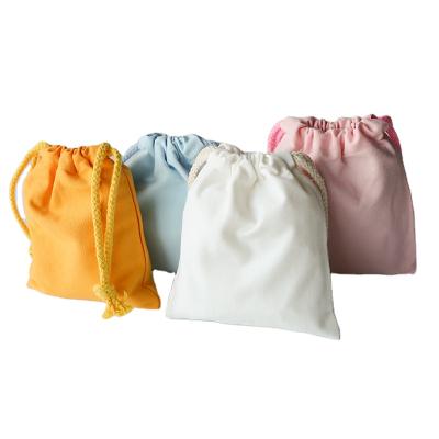 China Customized 100% Eco-friendly Cotton Canvas Colorful Drawstring Bags With Double String for sale