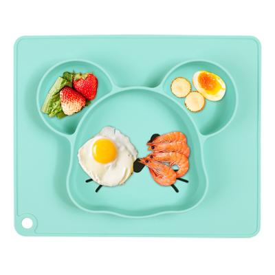 China Sustainable Silicone Divided Baby Suction Plate Feeding Food Set Cartoon Plates and Bowls for Kids Dinning Babies Dinnerware for sale