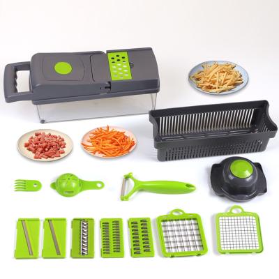 China Sustainable Amazon Top Seller Kitchen Multifunctional 12 In 1 Manual Mandoline Food Fruit Cutter Onion Dicer Veggie Slicer Vegetable Chopper for sale