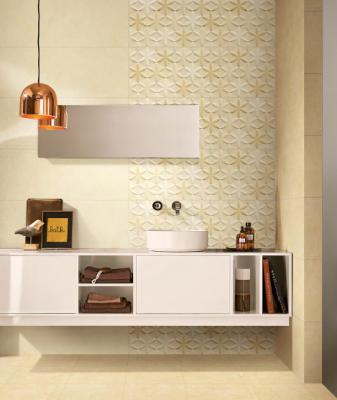 China New Modern Designs Glossy Embossed Interior Wall 30x90 Light Yellow Ceramic Tile for sale