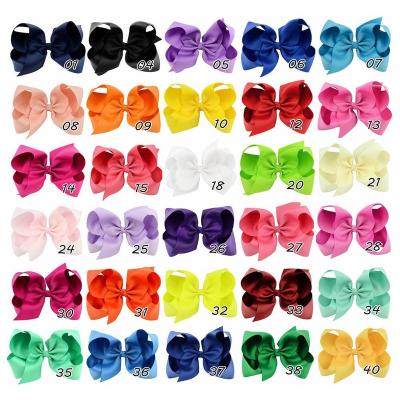 China Daily wear 6 Inch Grosgrain Ribbon Solid Color Hair Bows With Clips Girls Kids Hair Clips Headwear Boutique Hair Accessories for sale