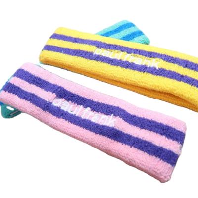 China 100%cotton Logo Blue Basketball Sweatband Headband Non Slip Sports for sale