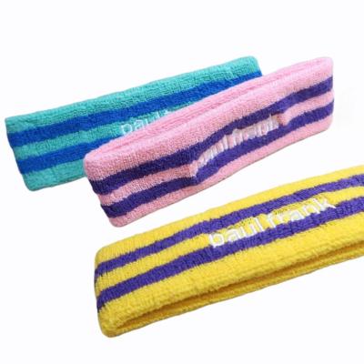 China 100%cotton Logo Sweatband Sweat Terry Cloth Sports Headband Women for sale