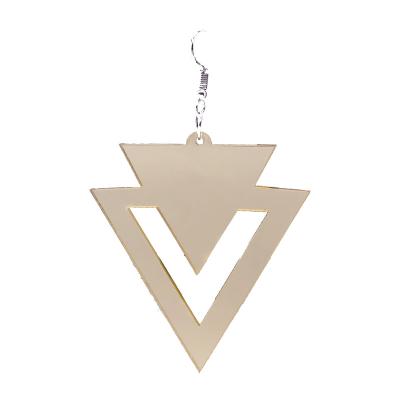 China New CLASSIC Triangle Mirror Gold Acrylic Drop Earrings For Girl for sale