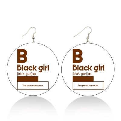 China Cute Colored Women's Dope Girl Wooden Black Earring For Girl for sale