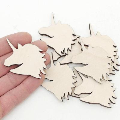 China Europe Custom Wood 3.8cm Unicorn Head Laser Cutting Patterning for sale