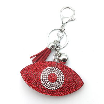 China New Eco-friendly Fashion Key Chain Rhinestone Evil Eye Key Wallet Bag Buckles Fatima Car Holder Key Chain Dangle Women for sale