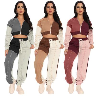 China GL6521 Breathable Sweat Suit Set Women Two Piece Tracksuit Jogger Cropped Sweatshirt Hoodies Sets for sale