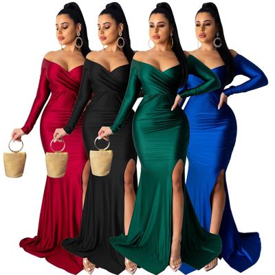 China AL143 Women's Evening Party Dress Elegant Anti-Static Sexy Split Formal Women's Dress Even Dress for sale