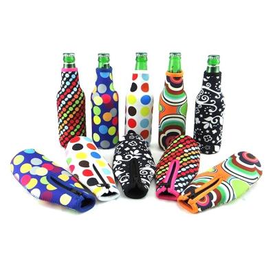 China Custom Printed Insulated Neoprene Beer Cooler With Zipper 330ml Beer Bottle Cooler Beer Cooler Sleeve for sale