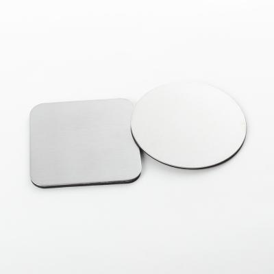 China Viable Customized Logo Brushed Stainless Steel Cup Coasters For Table for sale