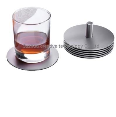 China Sustainable Custom Personalized Stainless Steel Metal Round Coasters For Cafe Beer for sale