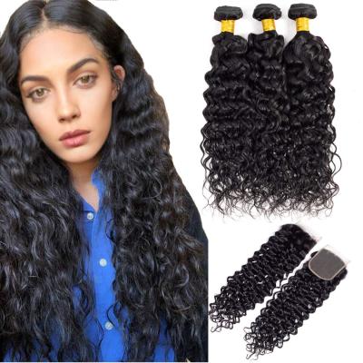 China Unprocessed Virgin Hair Brazilian Straight / Water Wave Hair Bundles With Closure Bundles And Headbands Wholesale Grade 10A for sale