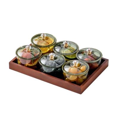 China 2/3/4/6 Sustainable Luxury Snack Tray Living Room Dried Fruit Storage Compartment Light Dismountable Dish Platter Home Snack Dish Nut Box for sale