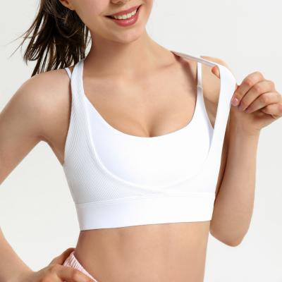 China Breathable Women's Tank Top Sports Bra White Lift Up Top Ribbed Sports Bra Crop Top Sports Bra For Women Fitness for sale