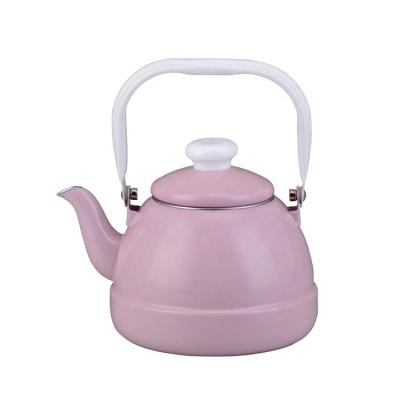 China 1.6L/2.5L/3.0L Viable Pure Color Without Flower Teapot Kettles Kettle White Enamel Metal Teapot for sale