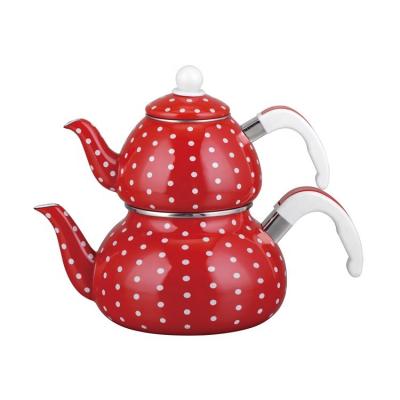 China Sustainable TK605 Enamel Teapot Set Enamel Kettle for sale