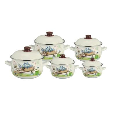 China Sustainable 806D Enamel Casserole Set Enamel Pot Set With SS Ring for sale