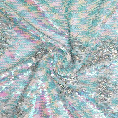 China [sustainable sequin fabric] multiple colors green reversible sequin fabric for sale