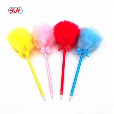 China Promotion gift Lovetly plush toy ball pen doll ball pen pom pom popular cute cute sunny pen for sale