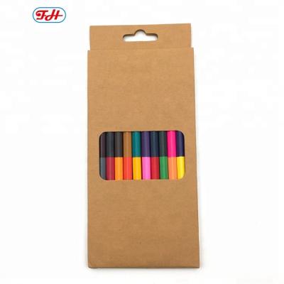 China Basswood 12 Colors 24 Colors 2 Side Double Side Color Pencils Soft Core Basswood for sale