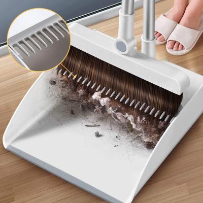 China Home Innovative Folding Non-Stick Broom Set Household Hair Storage Clip On Broom Dustpan Combination for sale