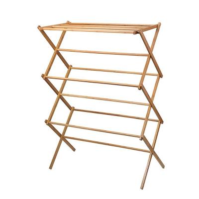 China Modern Household Warm Bamboo Wooden Adjustable Folding Towel Rack Bases Laundry Clothes Drying Rack for sale