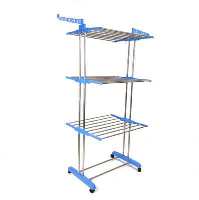 China Best Quality Modern Folding Towel Rack 3 Tier Stainless Steel Clothes Drying Rack for sale