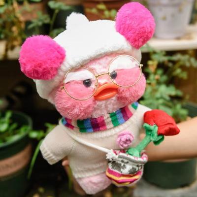 China Lalafanfan high quality home Duck Plush Toys Various Collocations Duck Plush Doll With Glasses cute for sale