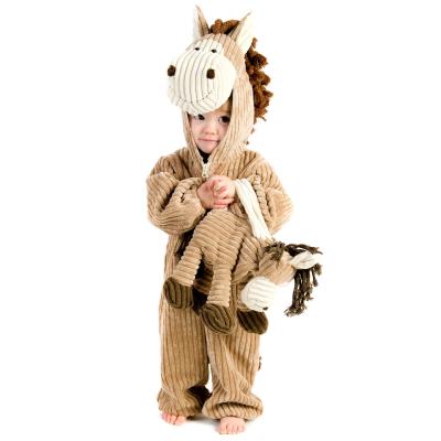 China Polyester Brown Donkey Overalls Kids Plush Clothing Animal Festival Costume for sale