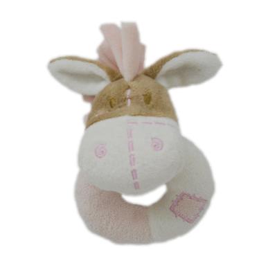 China Pink Foldable Plush Donkey Rattle Baby Rattle Ring for sale