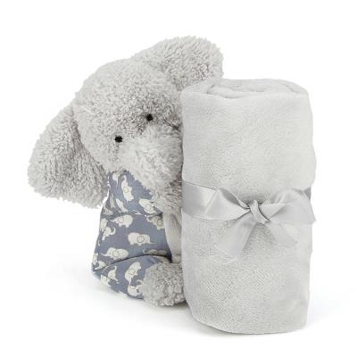 China Hot Selling Plush Kids Toys Soft Gray Elephant Plush Toy With Blanket for sale