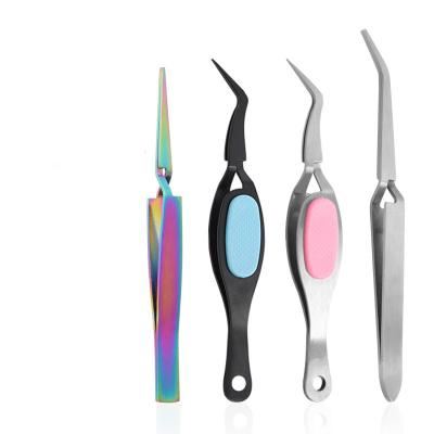 China Straight and Curved Stainless Steel Tweezers Tip Stainless Steel Tweezers for Eyelash Extensions and Nail Art Sticker for sale