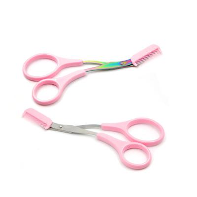 China Eyebrow Non Slip Finger Grips Eyebrow Trimmer Scissors With Comb Eyebrow Shaping Comb Cut Scissors for sale