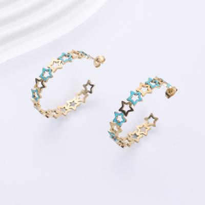 China Fast Delivery Fashionable Western Stud Earrings Hollow Out Small Star Openings Stainless Steel Stud Earrings For Women for sale