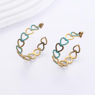 China Hot Sale High Quality Wholesale Stainless Steel Love Circle Earrings Small Colorful Drop Chandelier Earrings Set As Gift For Girls for sale