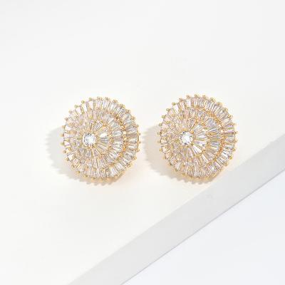 China New Quick Delivery Xinting Design Sense Earrings Circle Wholesale Round Zircon Earrings Girls Wedding Jewelry for sale