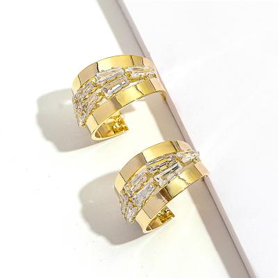 China Wholesale Fashionable Metal Stacked Earrings Xinting Fast Delivery Exquisite Daily Wearing Women's Zircon Earrings For Girls for sale