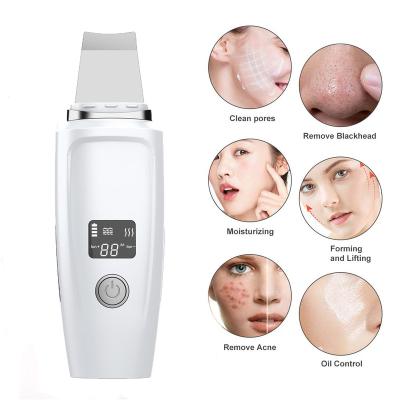 China LCD Skin Scrubber Ultrasonic Deep Clean Pore Remover Led EMS Skin Care Face Spatula Acne Blackhead Ionic Facial Lifting Remover for sale