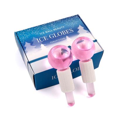 China 2PCS Large Dark Circles Beauty Ice Hockey Ice Hockey Energy Crystal Ball Facial Cooling Ice Globe Face Massager and Eye Massager for sale