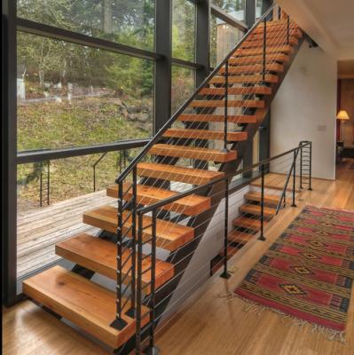 China Modern Modern Staircase Ideas Interior Wooden Steel Staircase For Sale for sale